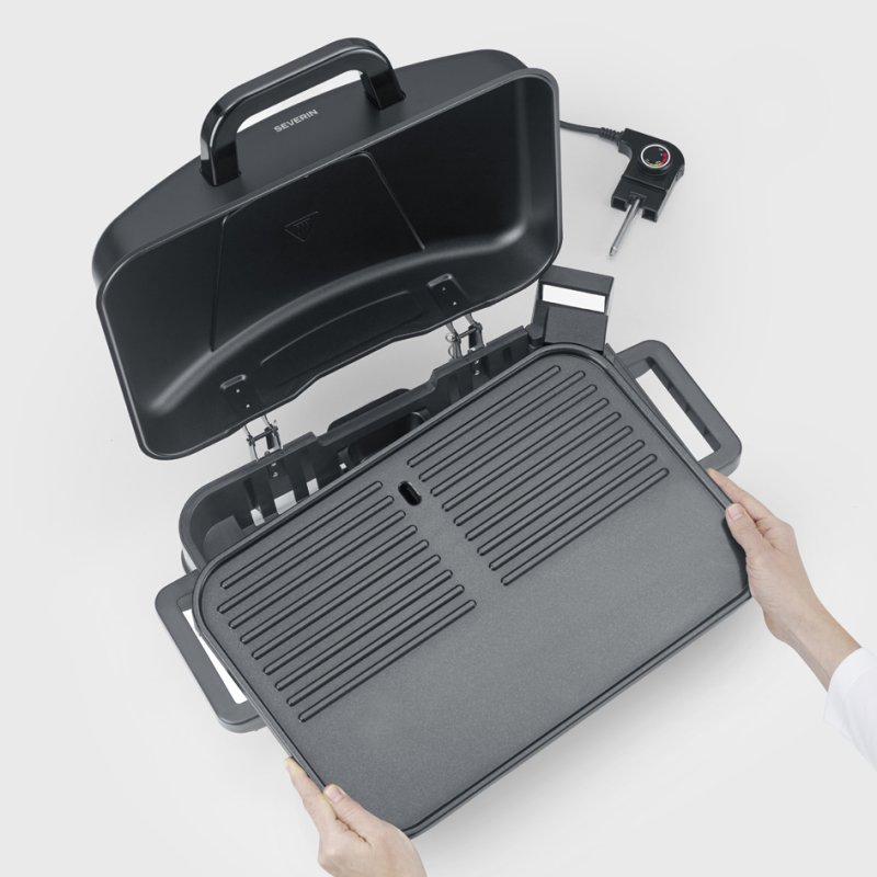 SEVERIN freestanding grill PG 8598, aluminium grill plate, temperature control 0-230°C, black